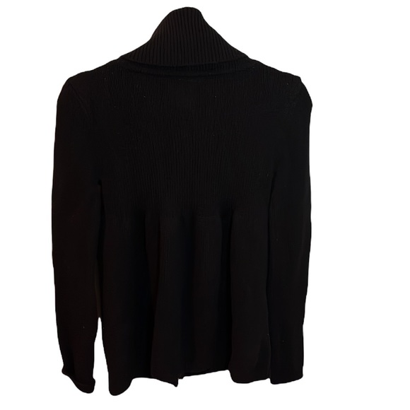 Vince Wool Blend Peplum Button Down Sweater Cowl Neck Black Size Medium - Picture 4 of 14